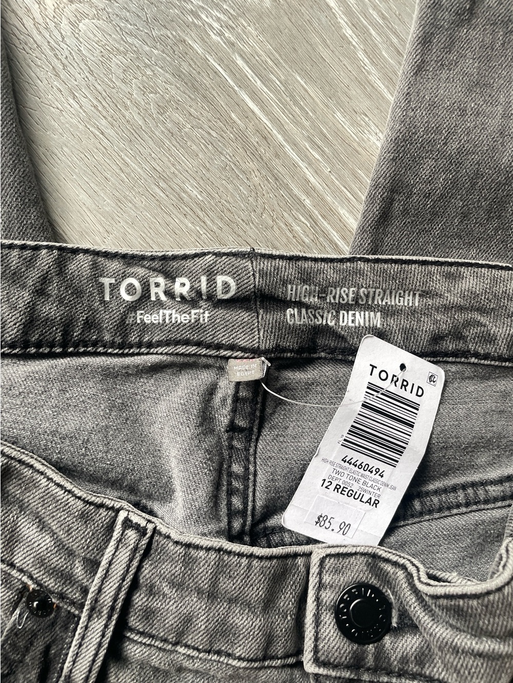 Torrid High-Rise Straight Colorblock Jeans NWT Black & Gray Two-Tone Denim - Picture 7 of 8